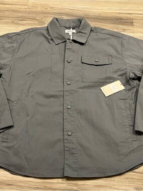 Tenore Twill Shirt Jacket Snap Up Cotton Nylon Blend Lead Gray Mens 2XL NWT $138